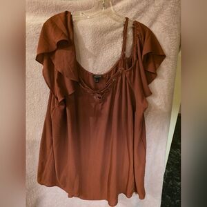 NWT Madder Brown Cold Shoulder Plus Size 3 (22/24) Flowy Top
